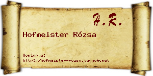 Hofmeister Rózsa névjegykártya